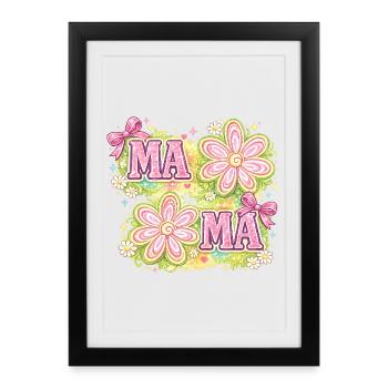 MAMA Magic Flowers & Pink Bows | Retro Chic - Framed poster (27 × 37 cm) - black - Front