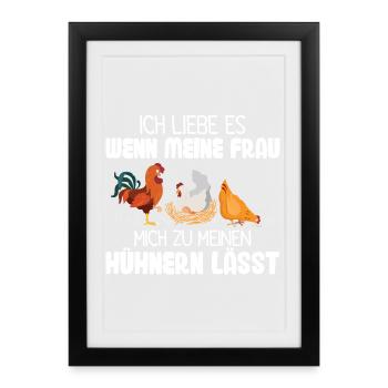 Hühnerflüsterer Huhn Hühnerhalter Hühner - Gerahmtes Poster (27 × 37 cm) - Schwarz - Vorne