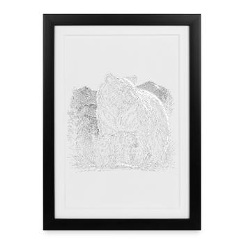 Father Protectior Gift Bears Family Silhouette - Framed poster (27 × 37 cm) - black - Front