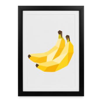 Bananes géométriques – Motif de fruits moderne - Affiche encadrée (27 × 37 cm) - noir - Devant