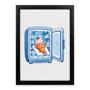 Héros câlin de la glace au réfrigérateur - Affiche encadrée (27 × 37 cm) - noir - Devant