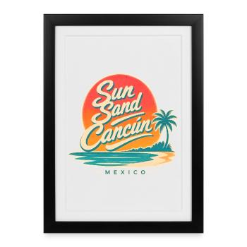 Cadeaux de vacances à la plage, Soleil Sand Cancun Mexique - Affiche encadrée (27 × 37 cm) - noir - Devant