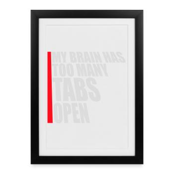 Mon cerveau a trop d’onglets ouverts Lustig Grübeln - Affiche encadrée (27 × 37 cm) - noir - Devant