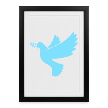 Colombe de la Paix en bleu clair - Affiche encadrée (27 × 37 cm) - noir - Devant