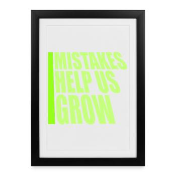 Mistakes Help Us Grow Funny Motivational Growth - Framed poster (27 × 37 cm) - black - Front