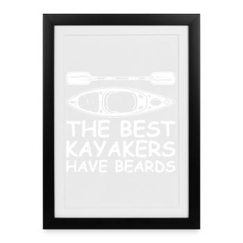 Les meilleurs kayakistes ont une barbe - Kayakiste drôle - Affiche encadrée (27 × 37 cm) - noir - Devant