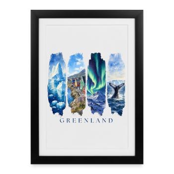Voyage de vacances au Groenland – Nature et culture arctiques - Affiche encadrée (27 × 37 cm) - noir - Devant