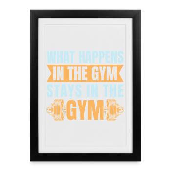 Motivation fitness Bodybuilder : que se passe-t-il en salle de sport - Affiche encadrée (27 × 37 cm) - noir - Devant
