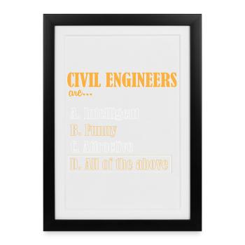 Civil Engineer Construction Site Construction Worker - Framed poster (27 × 37 cm) - black - Front
