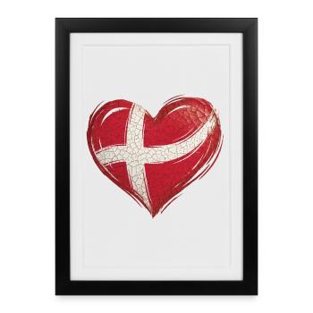 Drapeau du Cœur du Danemark - Affiche encadrée (27 × 37 cm) - noir - Devant