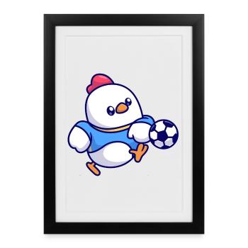 Chick Soccer Kick - Framed poster (27 × 37 cm) - black - Front