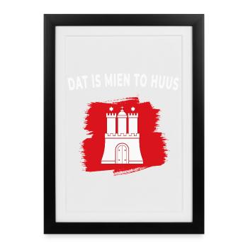 Dat is mien to Huus – Hamburg - Gerahmtes Poster (27 × 37 cm) - Schwarz - Vorne
