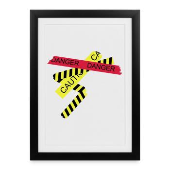 Attention, risque - Affiche encadrée (27 × 37 cm) - noir - Devant