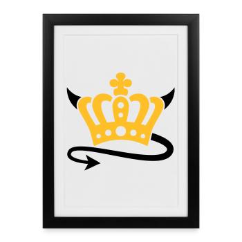 Devil | Queen | King | Königin | König | Crown | - Framed poster (27 × 37 cm) - black - Front