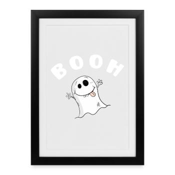 Booh Ghost I Ghost Hour Je cadeau d'Halloween - Affiche encadrée (27 × 37 cm) - noir - Devant