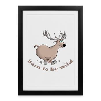 Cerf drôle - Affiche encadrée (27 × 37 cm) - noir - Devant