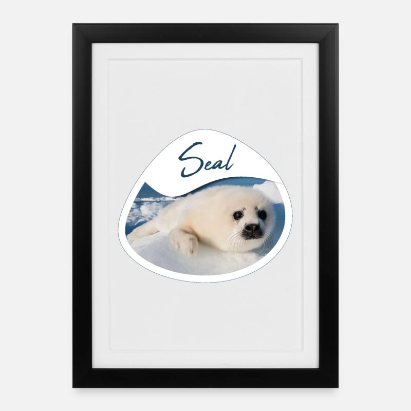 Robbenbaby - Gerahmtes Poster (27 × 37 cm) - Schwarz