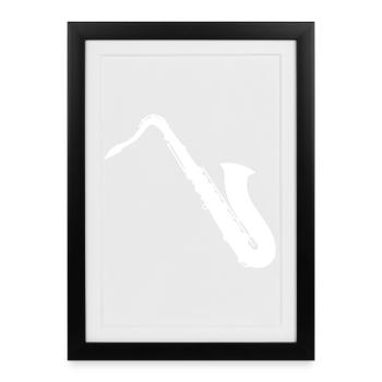 Saxophoniste Saxophone - Design - Affiche encadrée (27 × 37 cm) - noir - Devant
