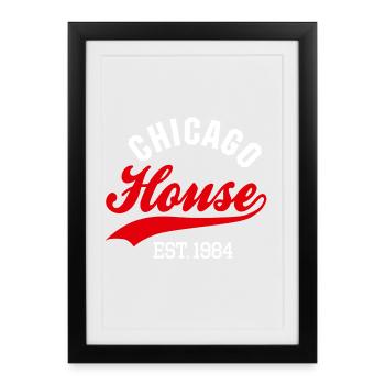 Vintage Chicago house est. 1984 rave house party - Affiche encadrée (27 × 37 cm) - noir - Devant