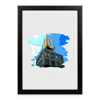 Dortmund U tower city - Framed poster (27 × 37 cm) - black - Front