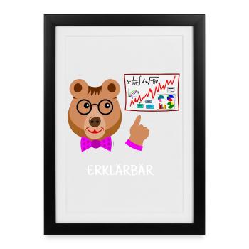 Explainer bear, teacher funny bear intelligent, smart - Framed poster (27 × 37 cm) - black - Front