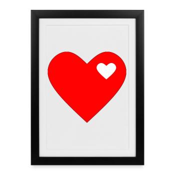Cœur Rouge Cadeau Rouge - Affiche encadrée (27 × 37 cm) - noir - Devant