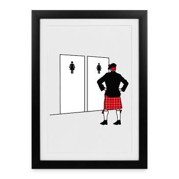 Funny Scotland Kilt Cornemuse Rock Toilett - Affiche encadrée (27 × 37 cm) - noir - Devant