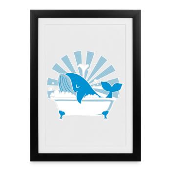 Baleine dans la baignoire – Funny Ocean Design - Affiche encadrée (27 × 37 cm) - noir - Devant