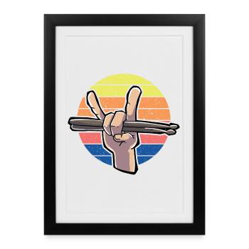 Drumstick Drummer Vintage - Affiche encadrée (27 × 37 cm) - noir - Devant