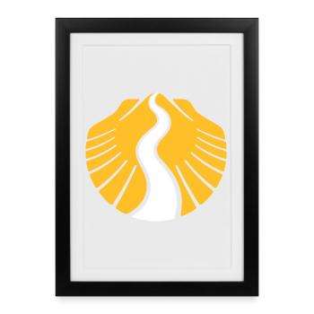 Le chemin de Saint-Jacques de | Pélerin camino Santiago - Affiche encadrée (27 × 37 cm) - noir - Devant
