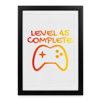 45th Birthday Level 45 Complete - Framed poster (27 × 37 cm) - black - Front