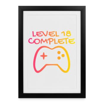 18 Birthday - Level 18 Complete - Gamer 18 years - Framed poster (27 × 37 cm) - black - Front