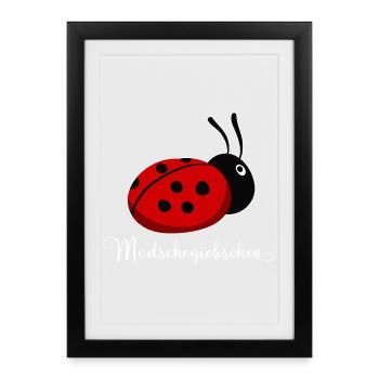 Modschegiebchen Coccinelle Saxon idée cadeau - Affiche encadrée (27 × 37 cm) - noir - Devant