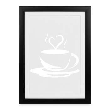 Icône café café icône logo icône illustration - Affiche encadrée (27 × 37 cm) - noir - Devant