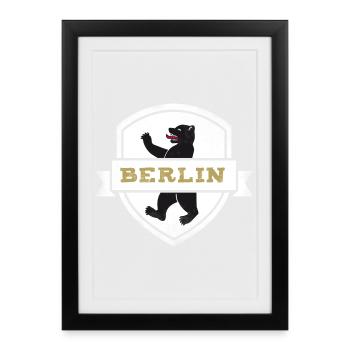 berlin ours armoiries capitale allemagne mur tri - Affiche encadrée (27 × 37 cm) - noir - Devant