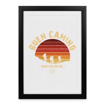 Buen Camino de Santiago Vintage Badge - Affiche encadrée (27 × 37 cm) - noir - Devant