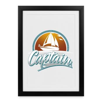 Capitaine Bateau à moteur Voilier Bateau Bateau - Affiche encadrée (27 × 37 cm) - noir - Devant
