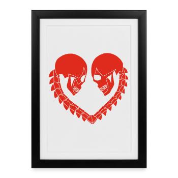 Red Skull Heart - Framed poster (27 × 37 cm) - black - Front