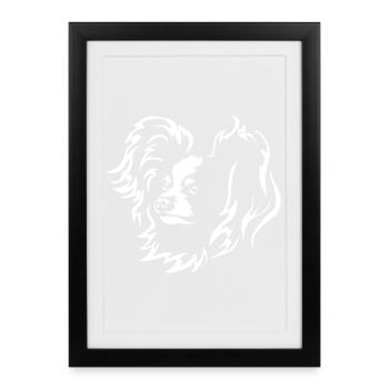 Papillon Head "Black Edition" - Framed poster (27 × 37 cm) - black - Front