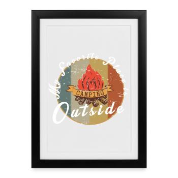 Mon endroit préféré est à l’extérieur - Affiche encadrée (27 × 37 cm) - noir - Devant