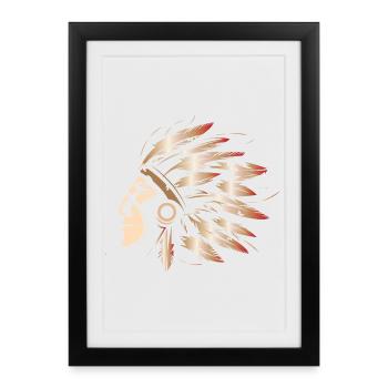 Symbole indien Illustration Couleurs Icône Chieftain - Affiche encadrée (27 × 37 cm) - noir - Devant