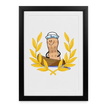 Ahoy Moin Maritime Peanut Sailor Captain Child - Affiche encadrée (27 × 37 cm) - noir - Devant