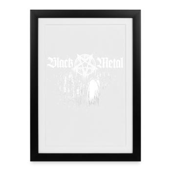 Black Metal | Pentagram and forest - Framed poster (27 × 37 cm) - black - Front