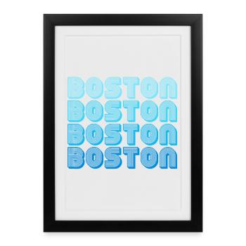 Boston Repeat Pattern Blue Gradient - Framed poster (27 × 37 cm) - black - Front