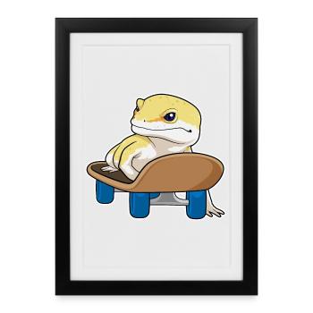 Lizard Skater Skateboard - Affiche encadrée (27 × 37 cm) - noir - Devant