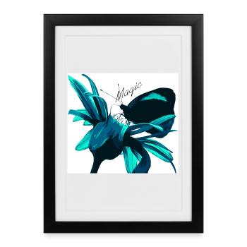 Teal Magic Flower Print - Framed poster (27 × 37 cm) - black - Front