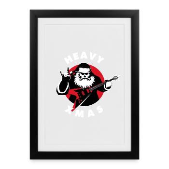 Père Noël Heavy Metal - Affiche encadrée (27 × 37 cm) - noir - Devant