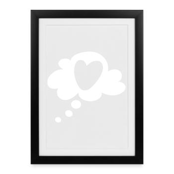 Coeur Nuage Saint-Valentin Amour Amour Mariage Amour - Affiche encadrée (27 × 37 cm) - noir - Devant