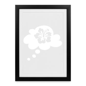 Holiday Ready Hawaii Flower Speech Bubble Thought Bubble Fun - Affiche encadrée (27 × 37 cm) - noir - Devant