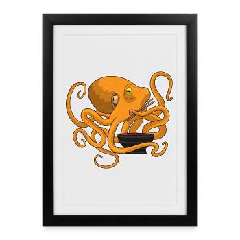 Cuisinière de la pieuvre Cuisinière Ramen - Affiche encadrée (27 × 37 cm) - noir - Devant